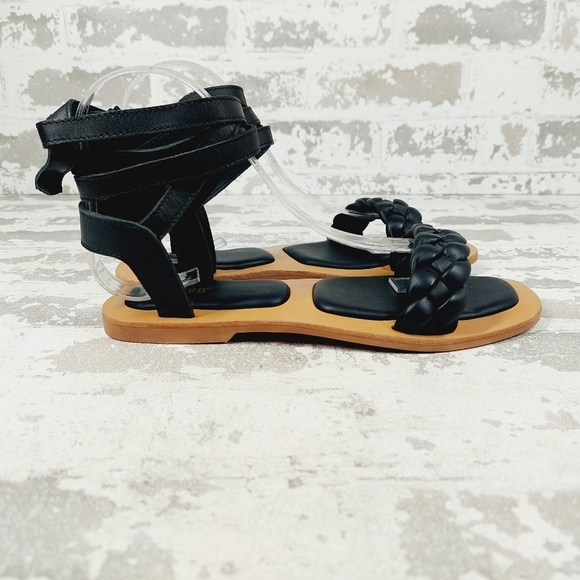 New Crevo, Alma Black Braided Strap Bohemian Leather Sandals F691 - Picture 5 of 11